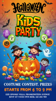 Kids Halloween Party เรื่องราวบน Instagram Template