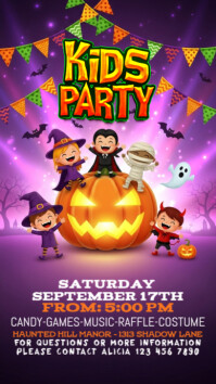 Purple kids Halloween party Indaba yaku-Instagram Template