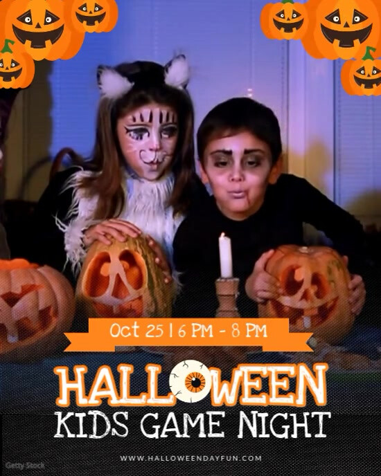 Halloween Kids Game Night Video Post Instagram Portrait template