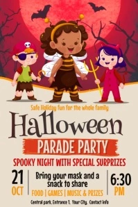 Halloween kids Party Плакат template
