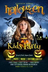 Halloween Kids Party Flyer Template Poster