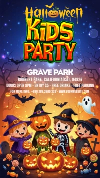 Halloween Kids Party Instagram Story Digital Display (9:16) template