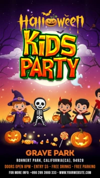 Halloween Kids Party Instagram Story Digital Display (9:16) template