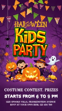 Halloween Kids Party Instagram Story Pantalla Digital (9:16) template