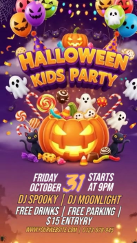 Halloween kids party invitation template Instagram Story