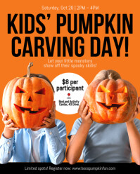 Halloween Kids Pumpkin Carving Post Instagram Portrait template