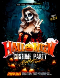 Halloween ladies night costume party flyer template