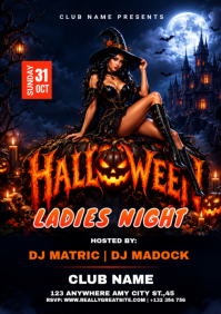 Black Halloween Ladies Night A3 Template