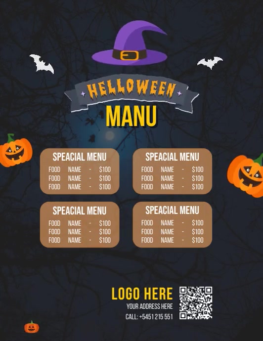 Manu Templete Copy of Halloween Manu Card | PosterMyWall