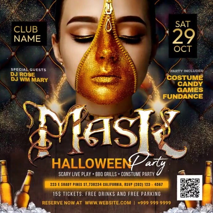 Halloween Mask Party Post Template | PosterMyWall