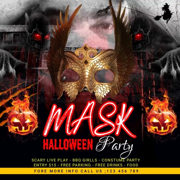 Copy of Halloween mask video flyer PosterMyWall