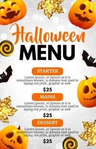 halloween menu, halloween, menu ad Half Page Wide template