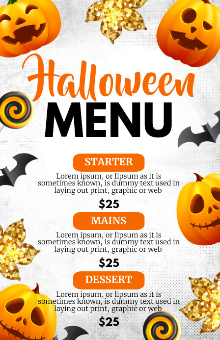 halloween menu, halloween, menu Wide Setengah Halaman template
