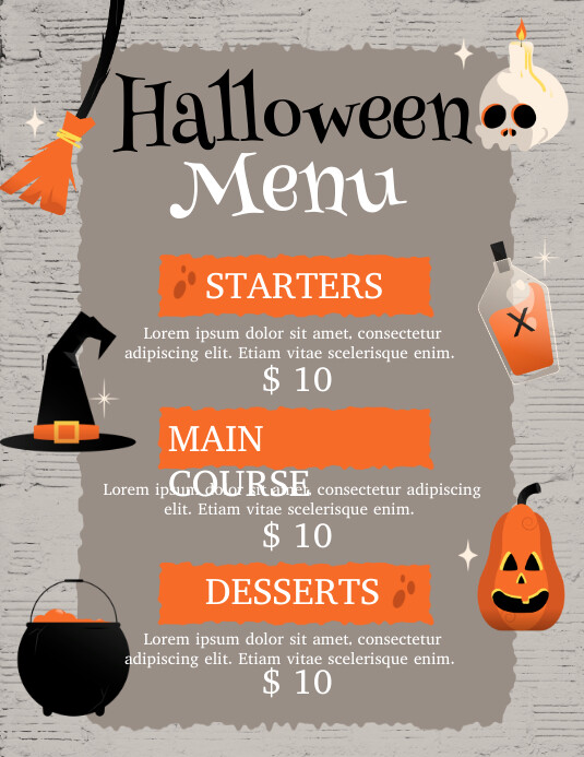 halloween menu, halloween, menu Folder (US Letter) template