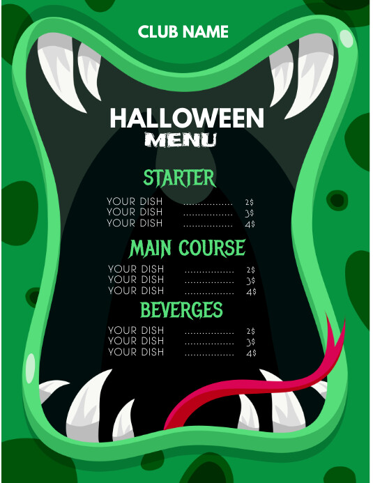 Halloween menu,Halloween party,Spooky flyers Ulotka (US Letter) template