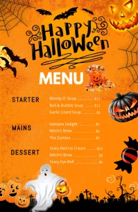 Halloween Menu Kalahating pahina na Wide template