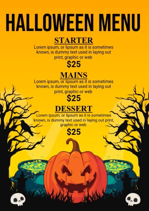 Halloween Menu Ads A4 template