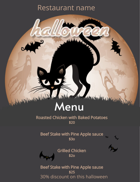 halloween menu card Template PosterMyWall