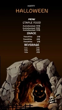 halloween menu card Instagram Story template