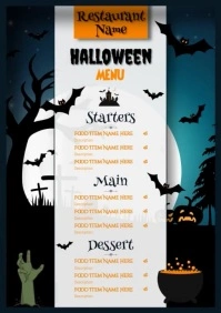 Halloween Menu Card Template A3