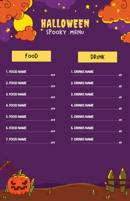 halloween menu 小报 template