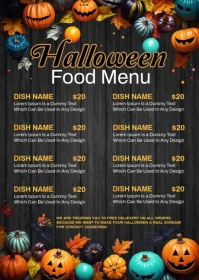 Halloween Menu A6 template