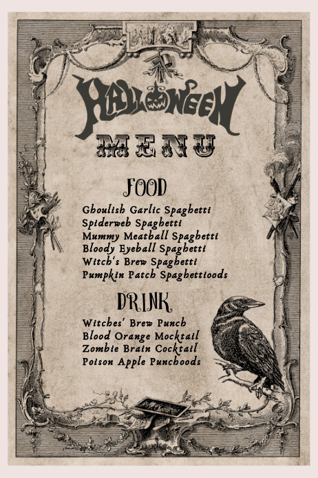 Halloween Menu Poster template