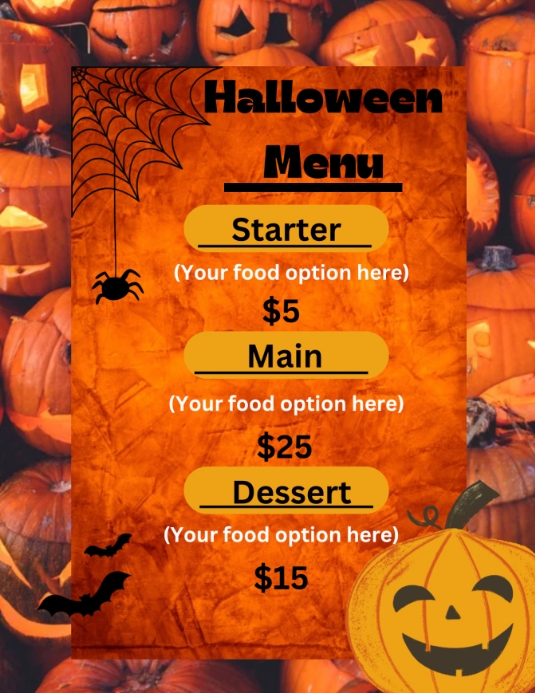 Halloween menu Template PosterMyWall