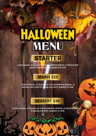Brown Halloween Menu A5 Template
