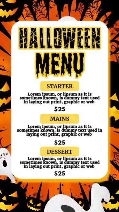 halloween menu Instagram Story template