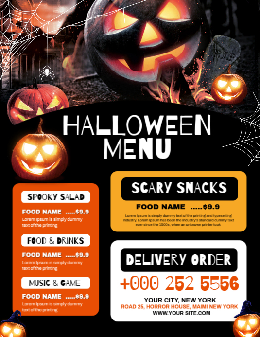 HALLOWEEN MENU Flyer (US Letter) template