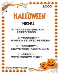 Halloween menu flyer Instagram Portrait template