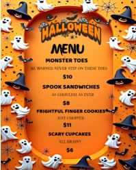 Halloween menu flyer Instagram Portrait template