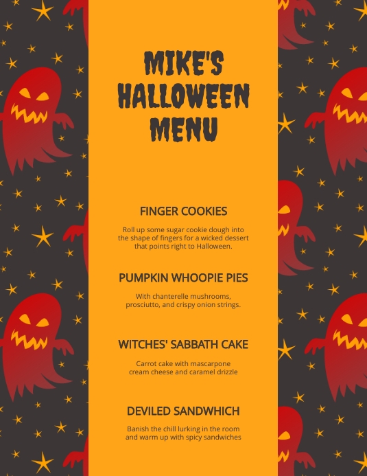 Selebaran Menu Halloween Templat PosterMyWall