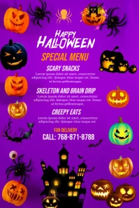 Halloween menu Pinterest Graphic template
