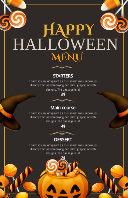 Halloween Menu Poster Template PosterMyWall