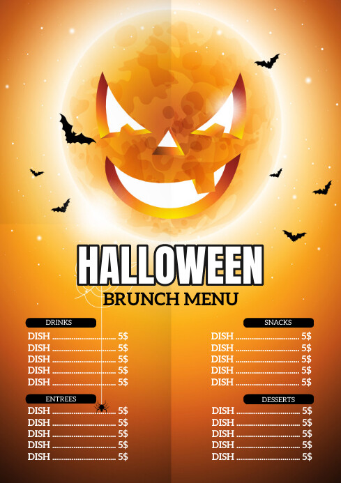 Halloween menu poster A4 template