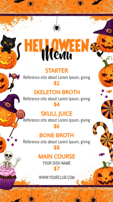 Halloween Menu Template Instagram-verhaal