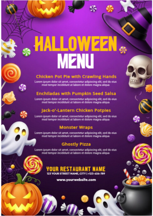 Halloween Menu Template A6