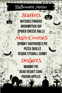 Free Online Halloween Menu Templates Postermywall