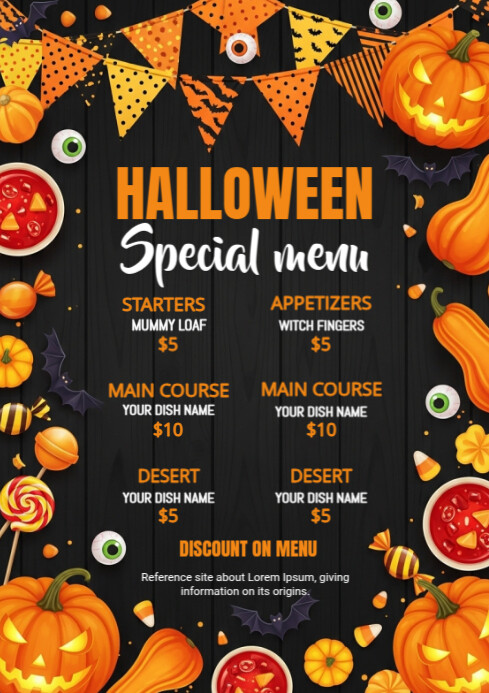Halloween Menu Template A4