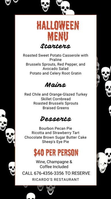 Halloween Menu Template PosterMyWall