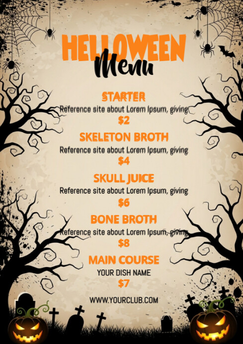 Halloween Menu Template A4