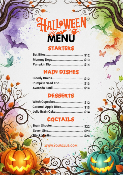 Halloween Menu Template A5