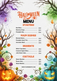 Halloween Menu Template A6