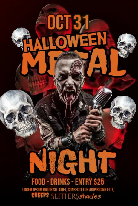 Halloween Metal Night Posters Template | PosterMyWall