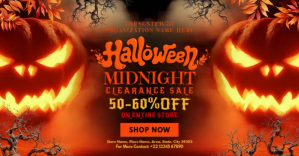 Halloween Midnight Sale Video Template Obraz udostępniany na Facebooku