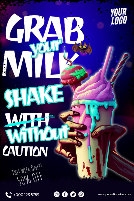 Halloween Milkshake Ads Poster template