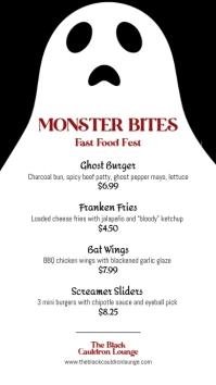 Halloween Minimal Ghost Food Menu Template Ecrã digital (9:16)