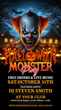 Black Halloween Monster Party Instagram Story Template